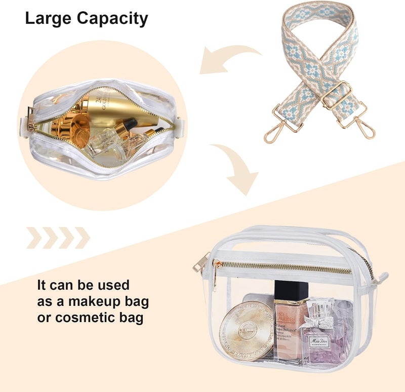 Fibrdoo Clear Bag Stadium Approved, Leather Clear Crossbody Purse Bag for Concerts Sports Events Festivals - Image 4